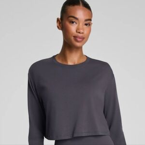 NWT SPANX OUTPACE CROPPED LS TOP XL COLOR STORM